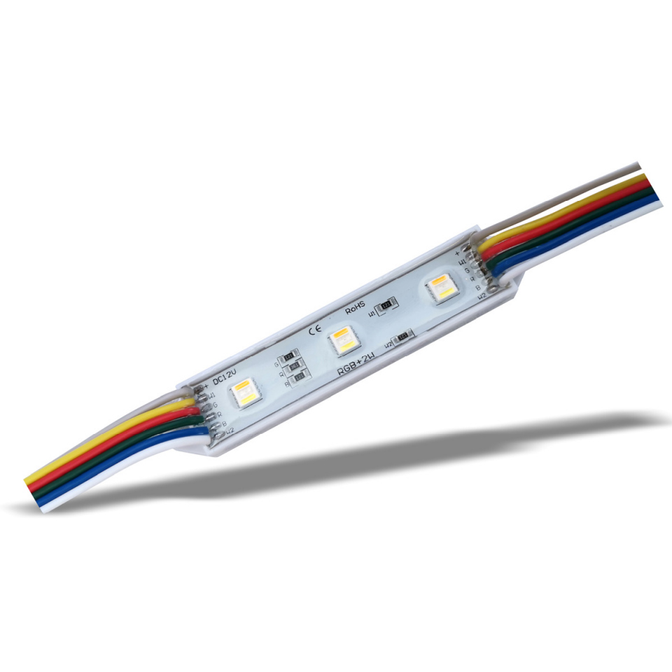 DC12V RGBCCT 5050 SMD LED Module With a PVC Plastic Technique, Color Changing Module String Lights, 20 Pcs/String DC12V RGBCCT 5050 SMD LED Module With a PVC Plastic Technique, Color Changing Module String Lights, 20 Pcs/String